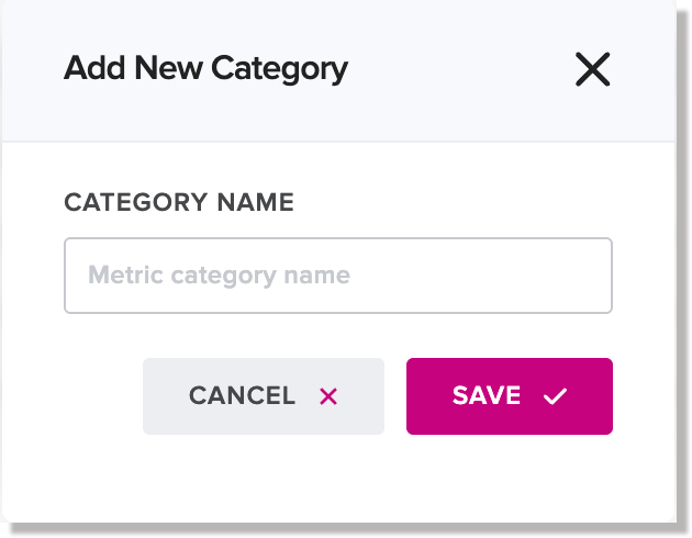 Add new metric category dialog