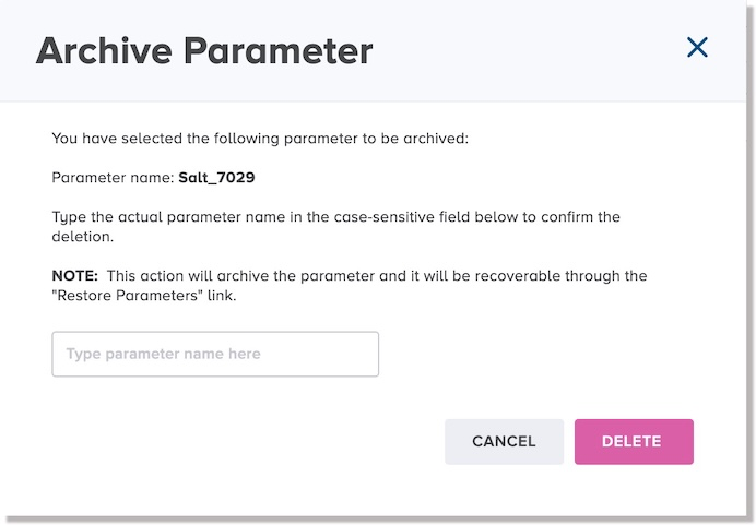 Archive Parameter dialog
