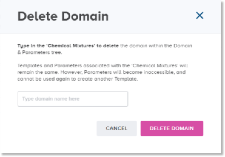 Delete domain dialog