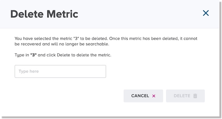 Delete metric dialog