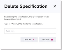 Delete Specification dialog
