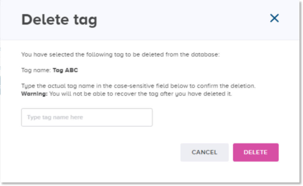 Delete tag dialog