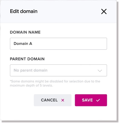 Edit domain dialog