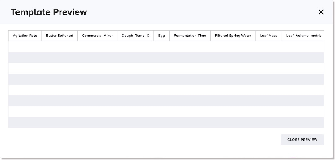 Template preview dialog