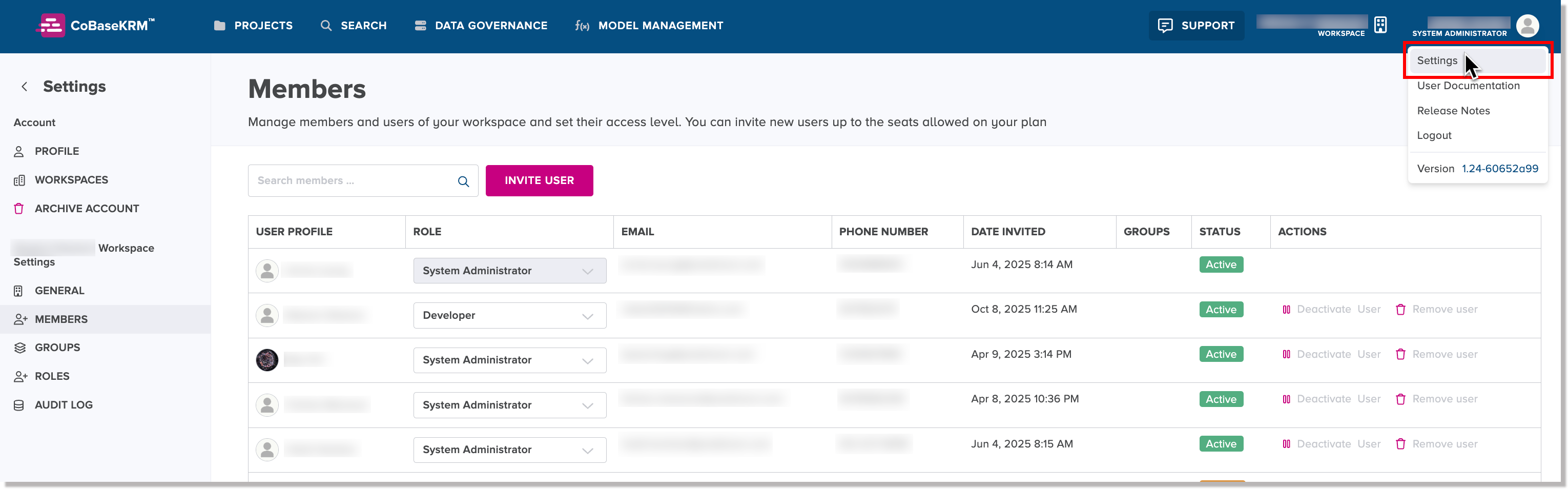 User profile icon and Settings menu option