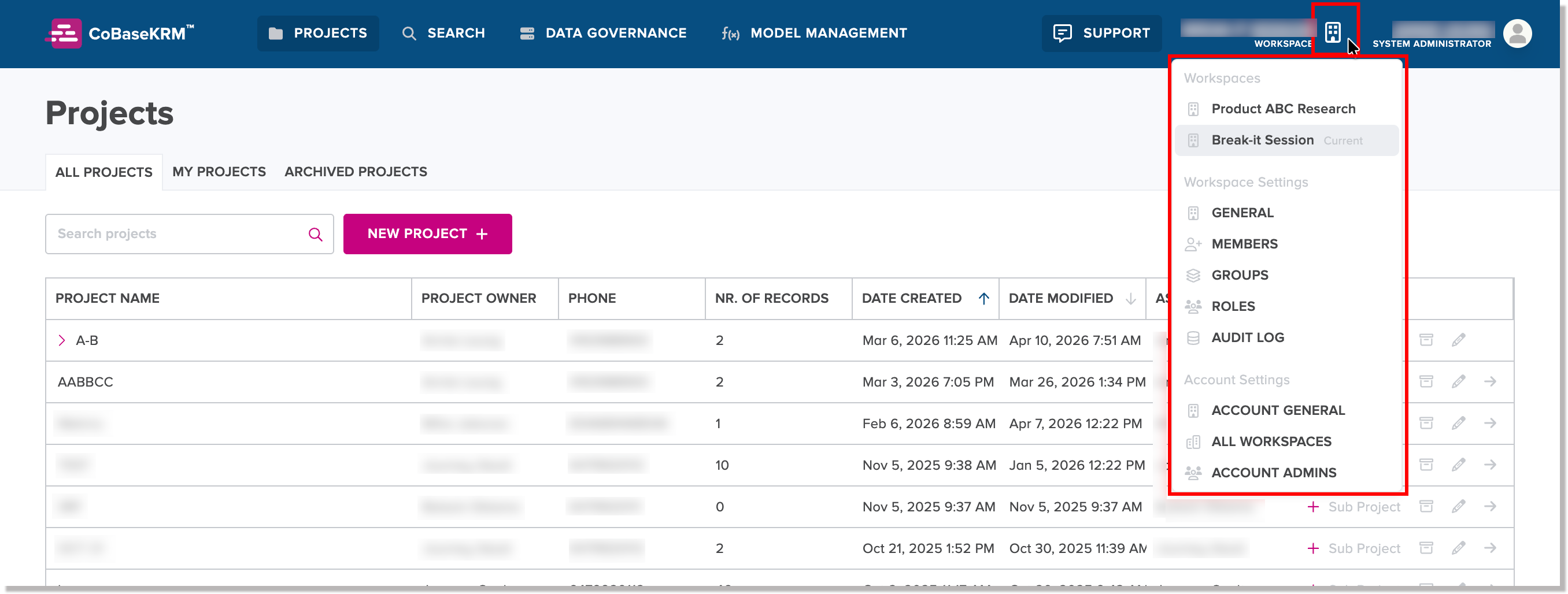 Workspace and account settings