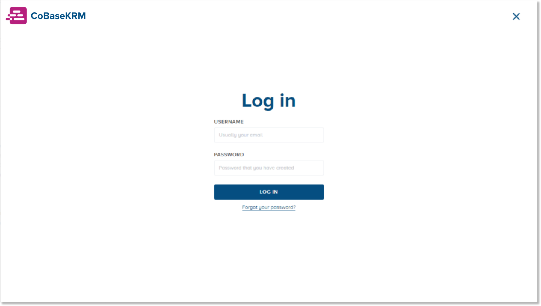 Log in dialog