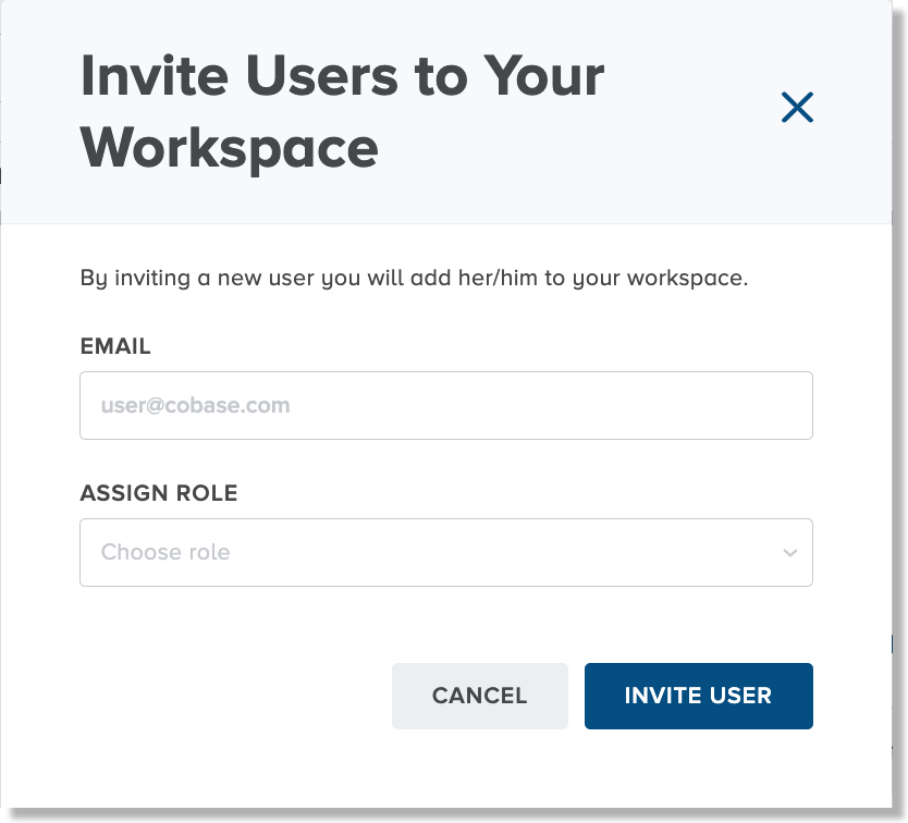 Invite Users to Workspace dialog