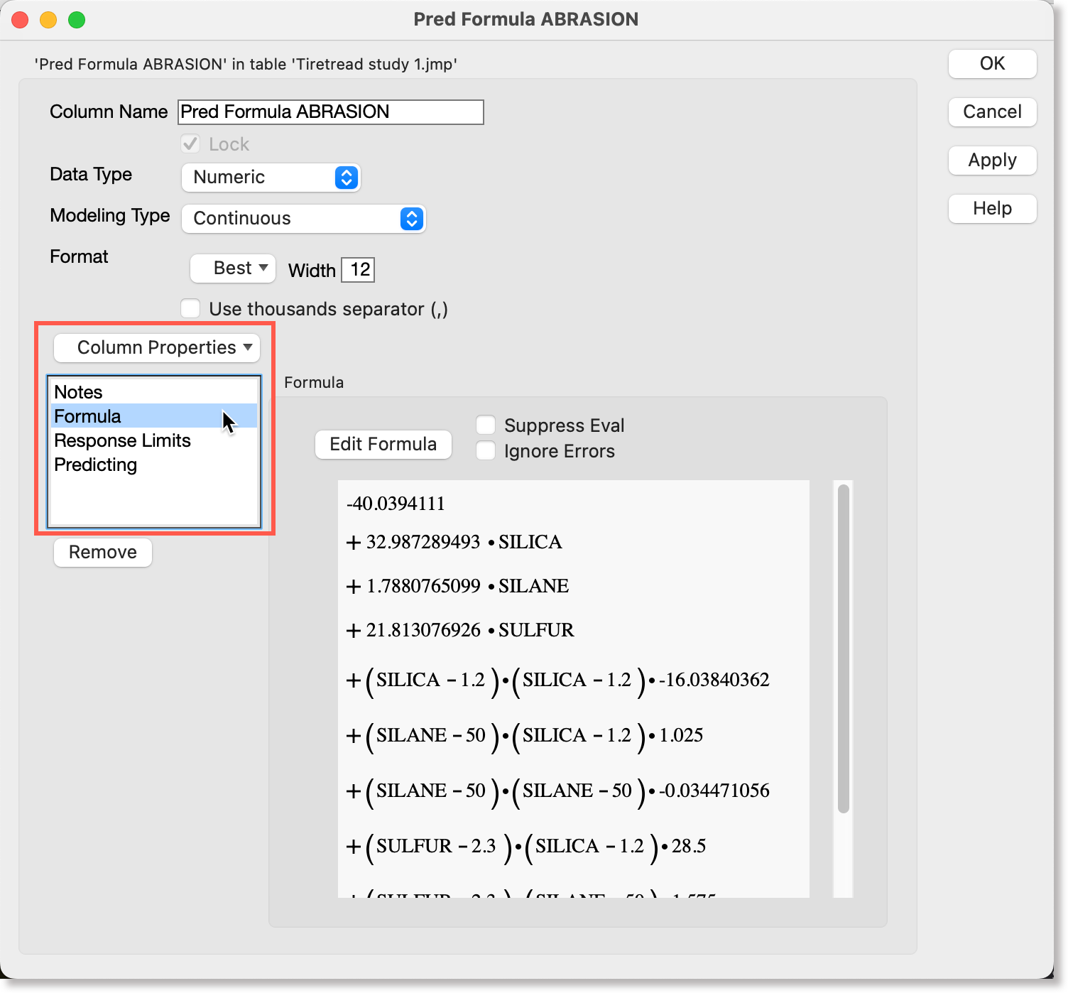 Formula property of a model column