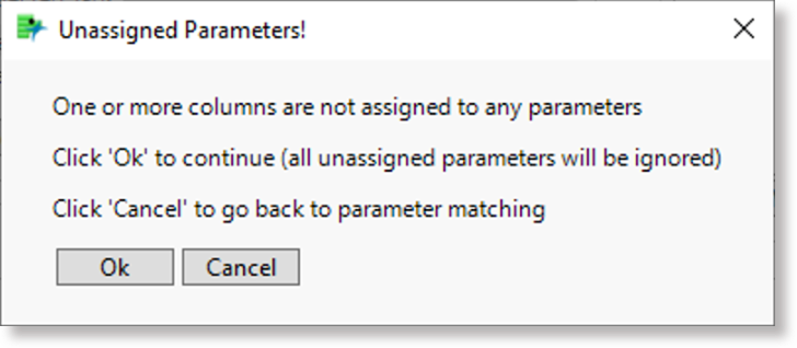 Unassigned Parameters dialog