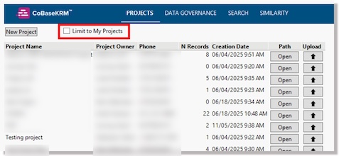 Limit to My Projects checkbox