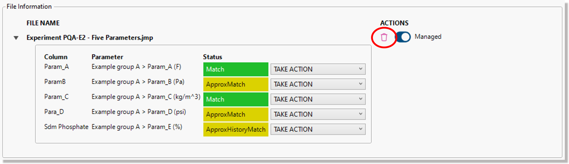 Remove icon for a selected file