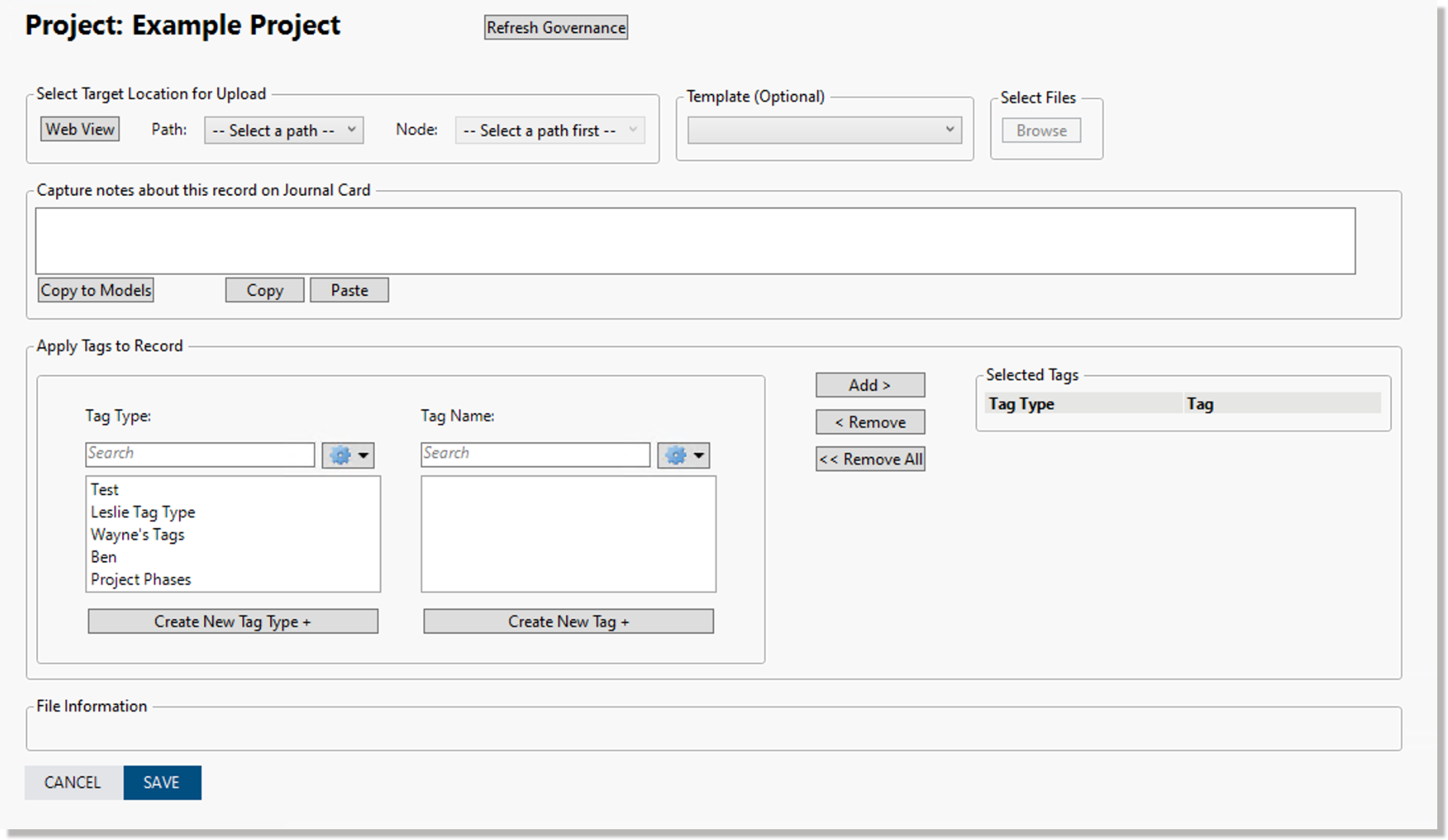 Upload dialog in the JMP add-in for CoBaseKRM