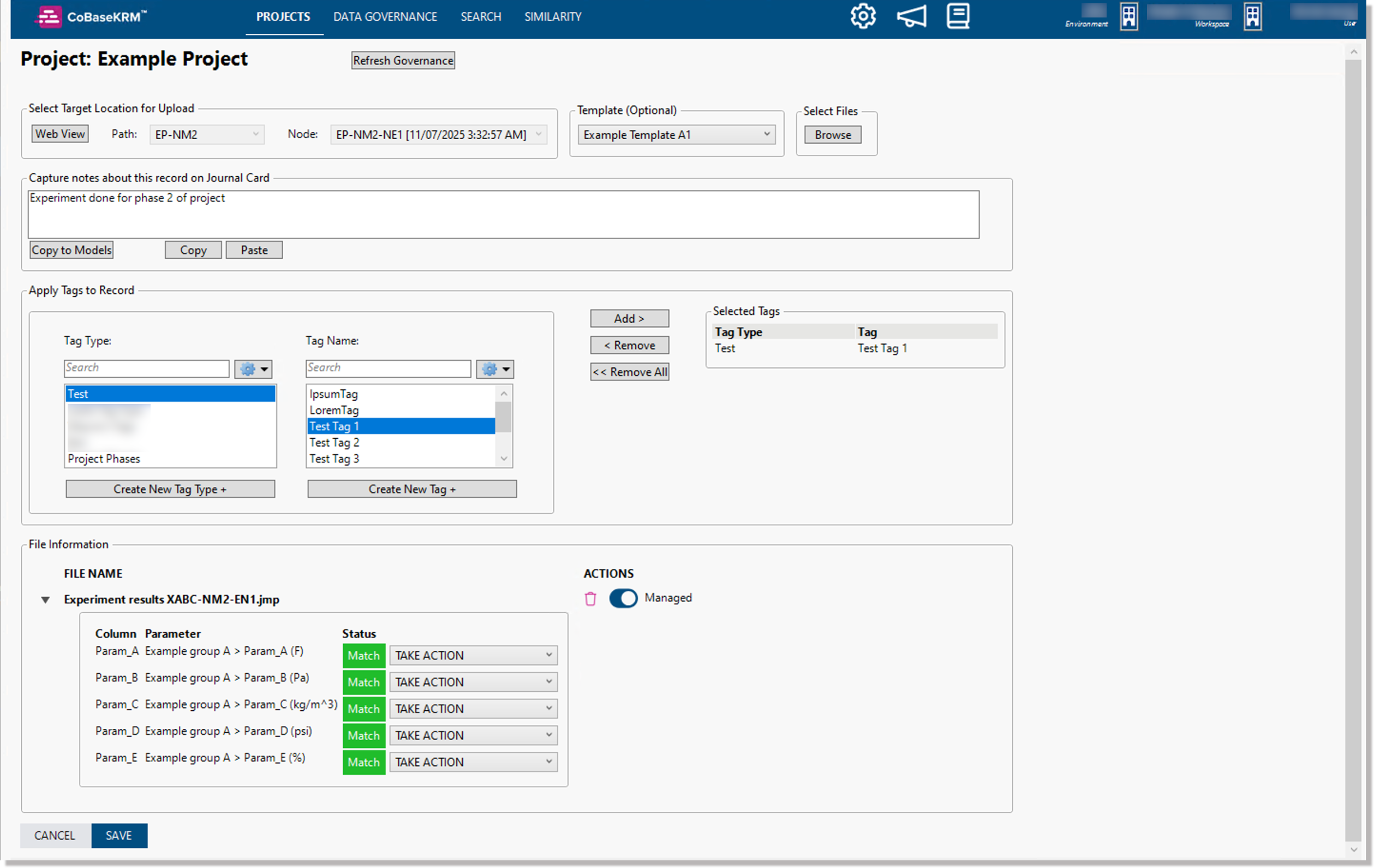 Completed upload workflow including defined journal card and metadata tag