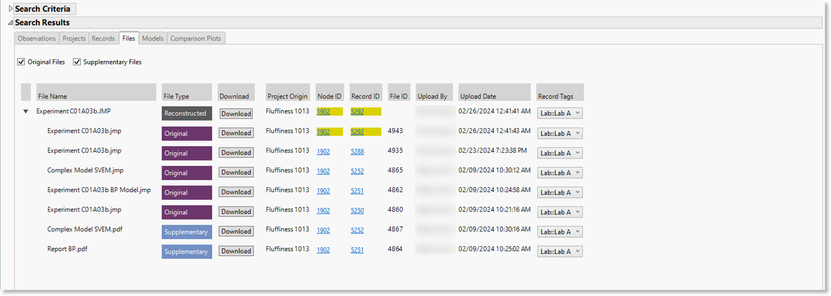 Expanded accordion panel for related files in search results