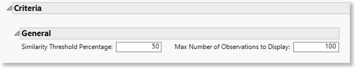 General section of filters for scoring and displaying search results