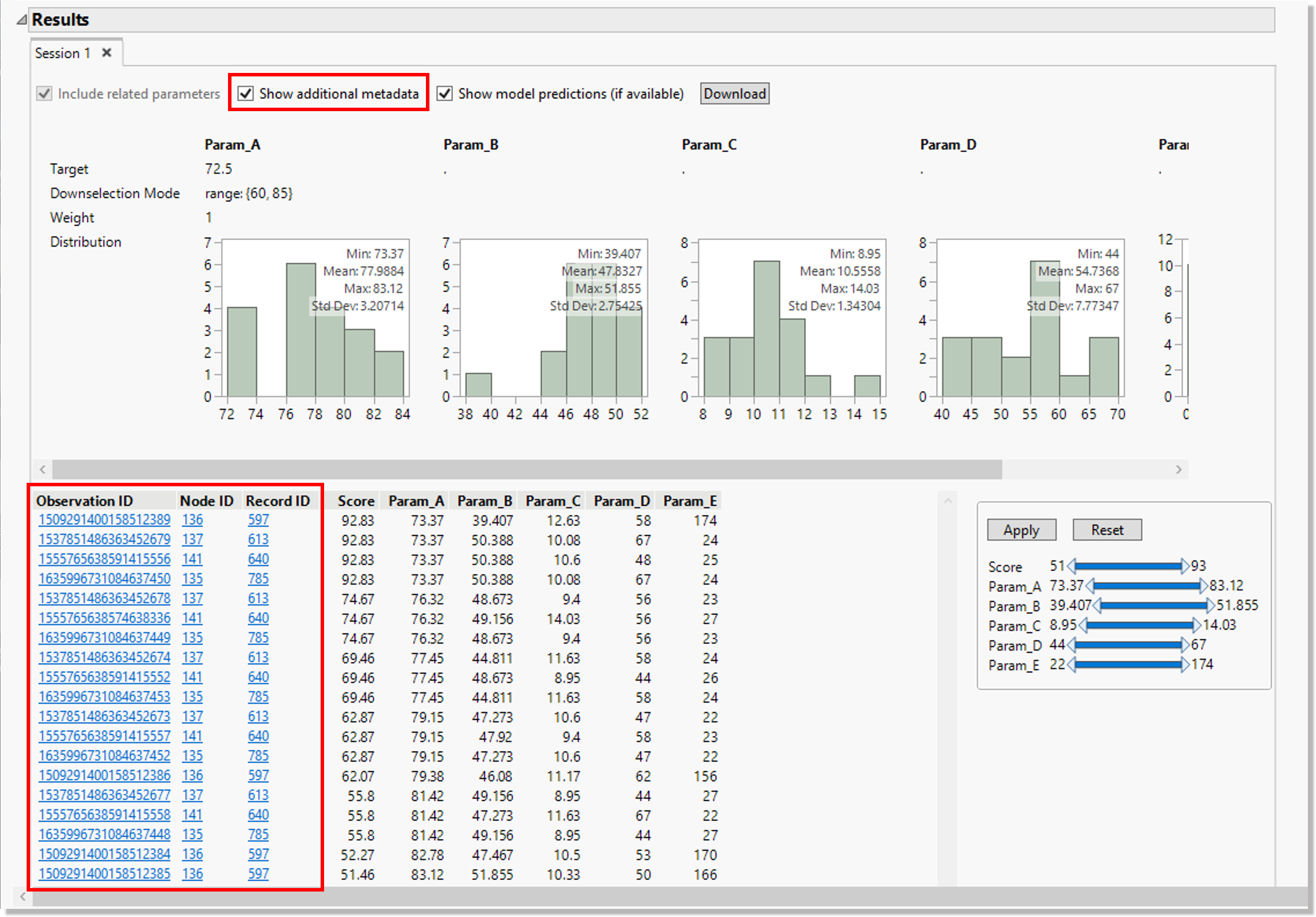 Show additional metadata checkbox in aimilarity search results