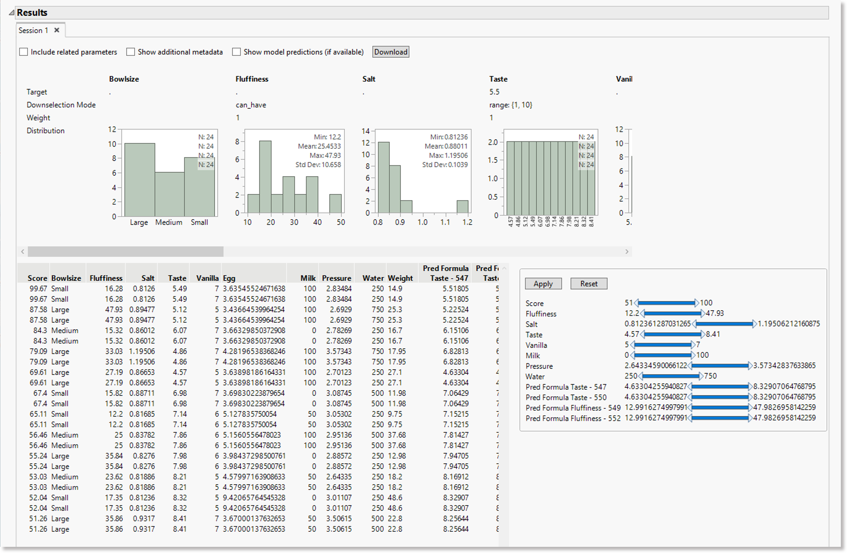 Example set of similarity search results
