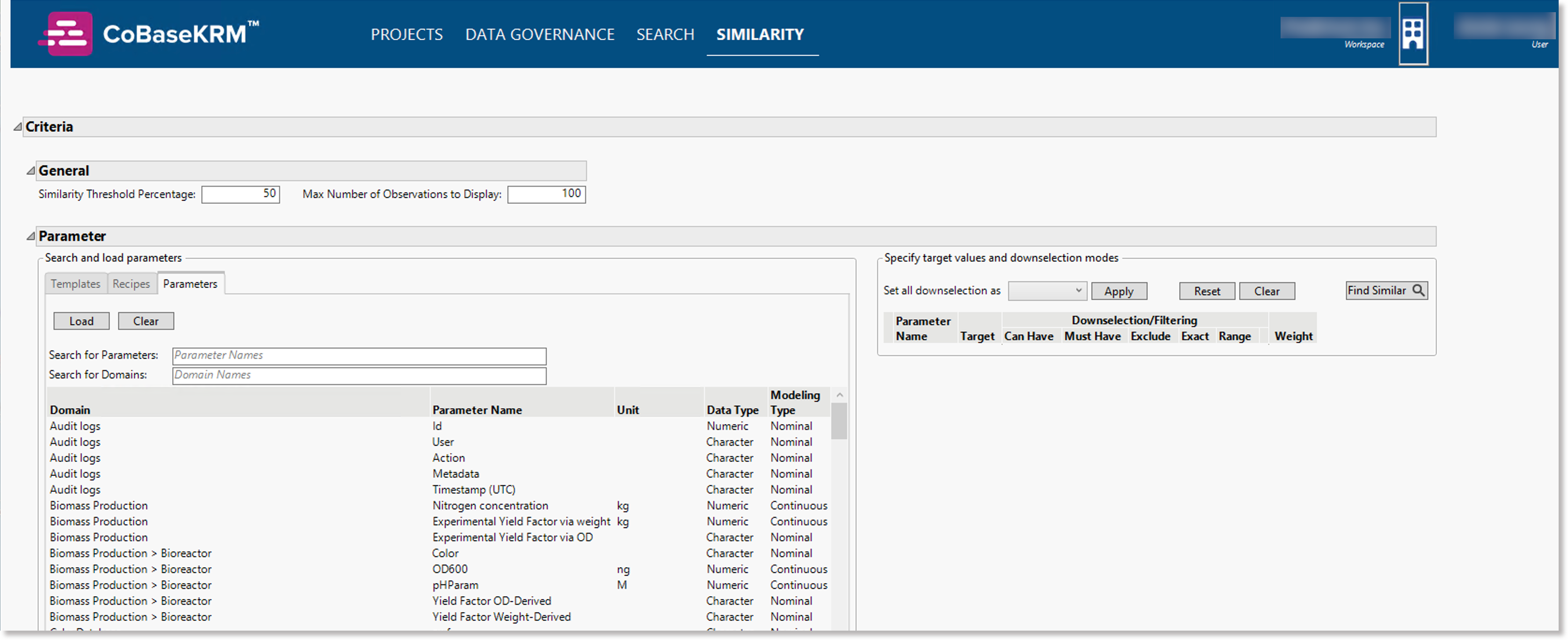 Similarity view in the JMP add-in for CoBaseKRM