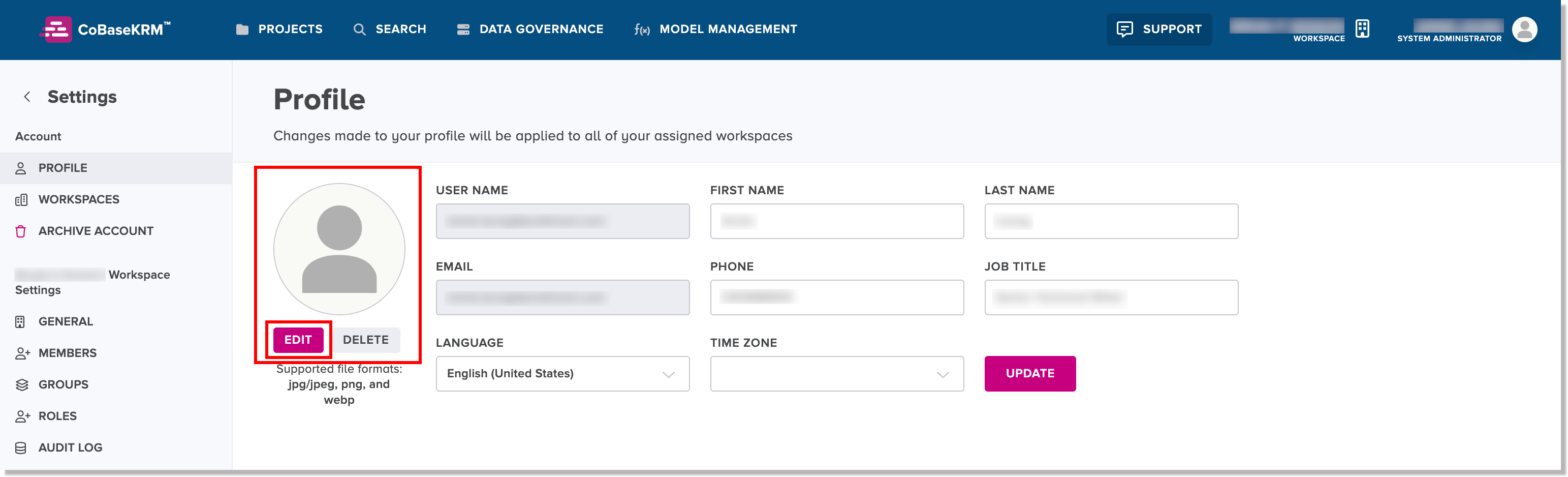 Edit button for a profile avatar