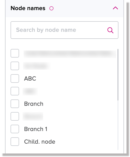Node name filters for models