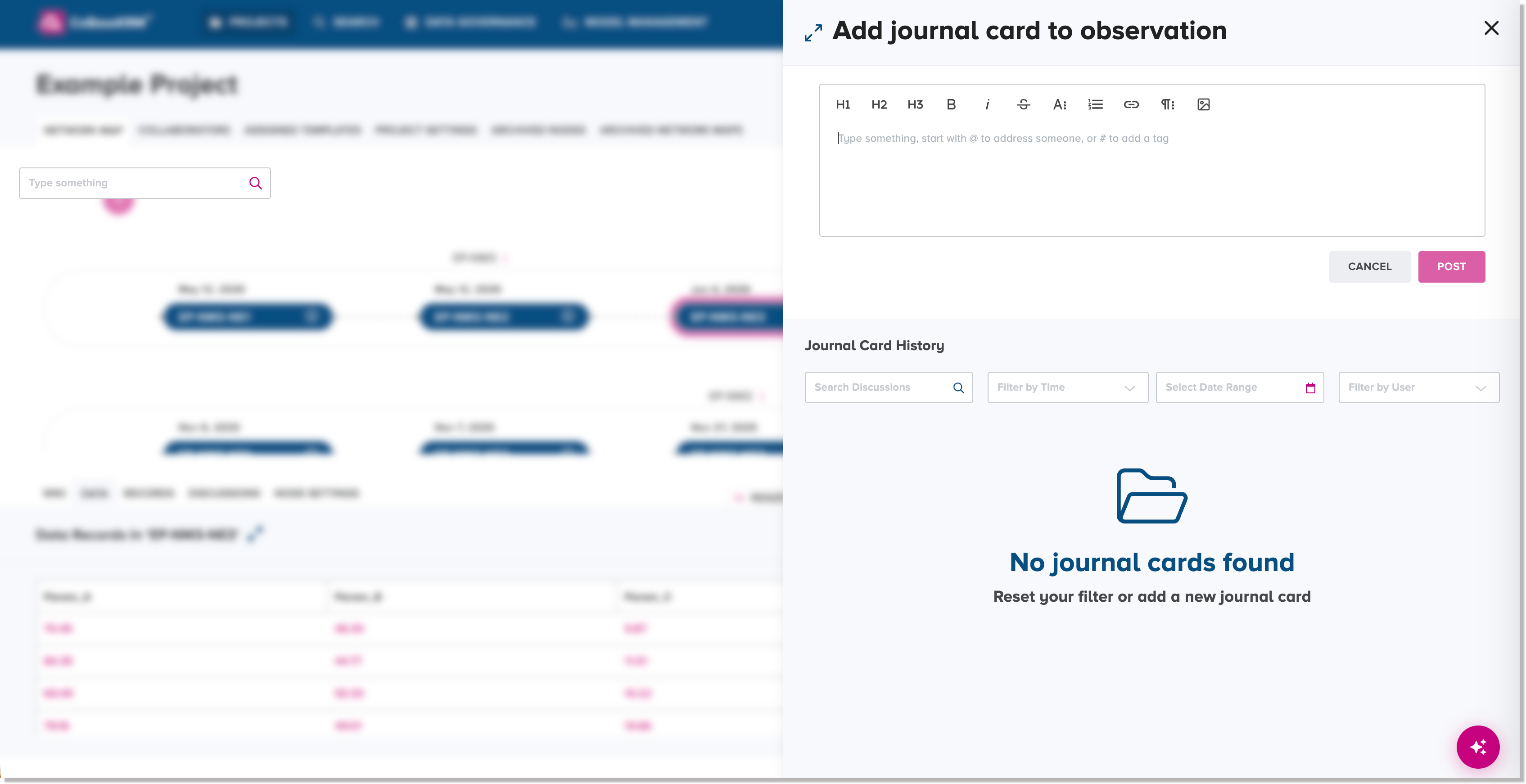 Add journal card to observation dialog