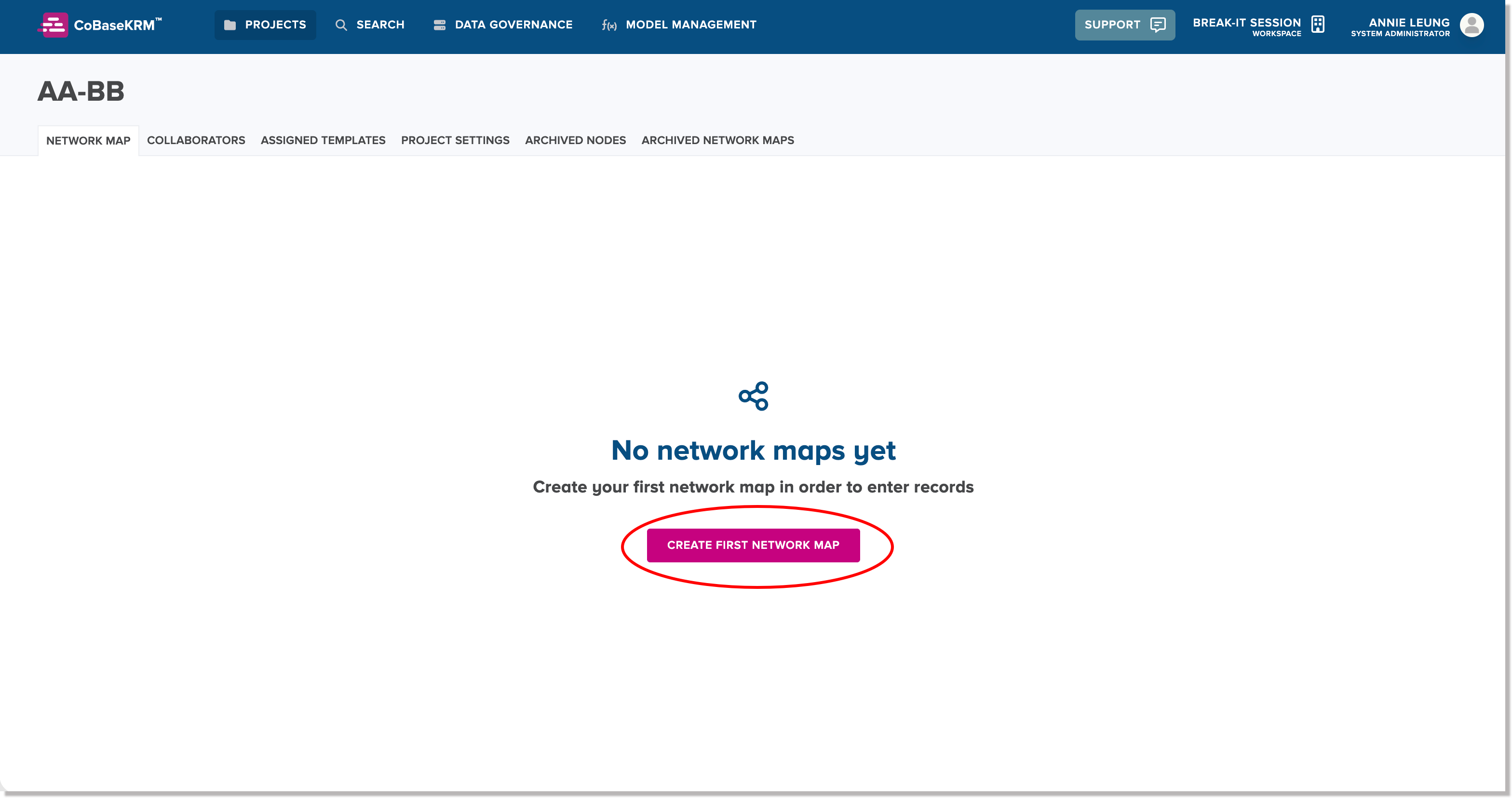 Create First Network Map button