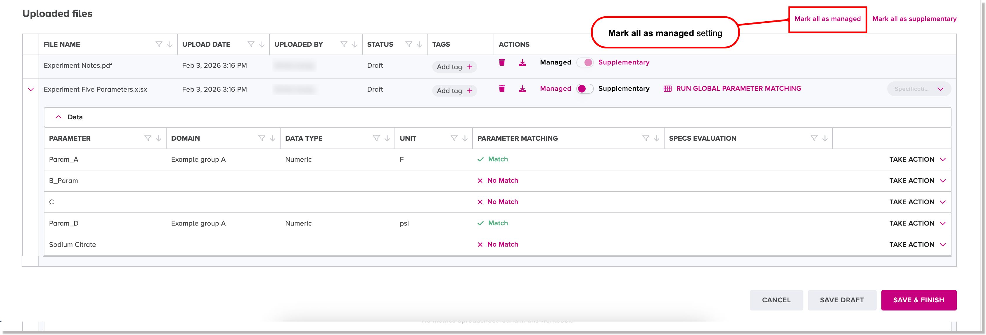 Mark all as managed setting