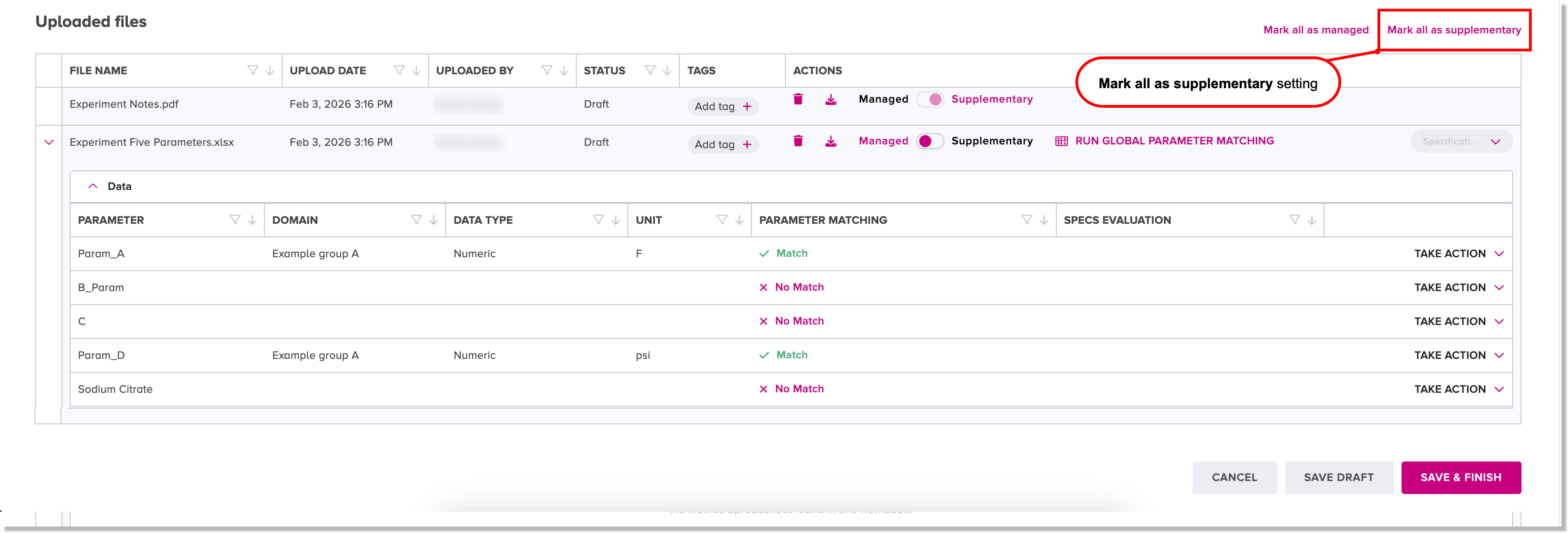 Mark all as supplementary setting