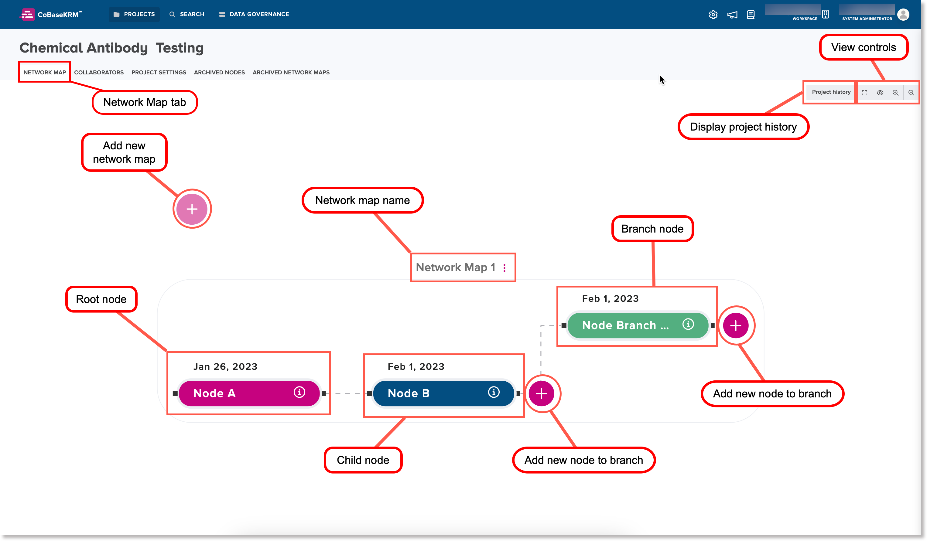 Network Map tab for a project