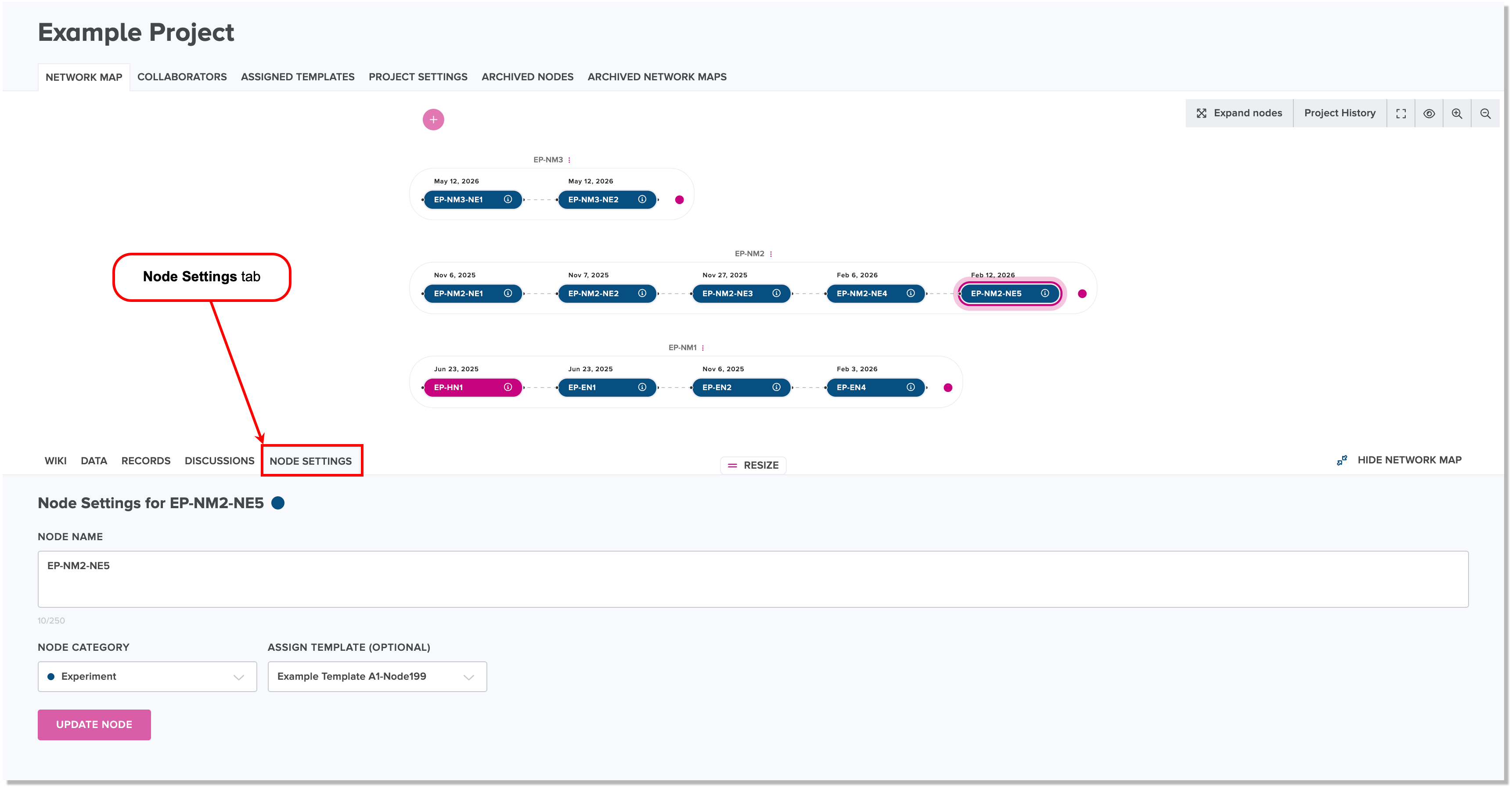 Node Settings tab for a node