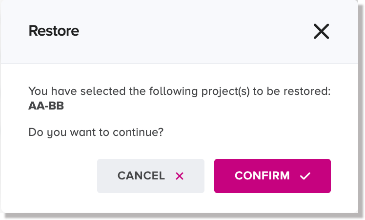 Restore dialog