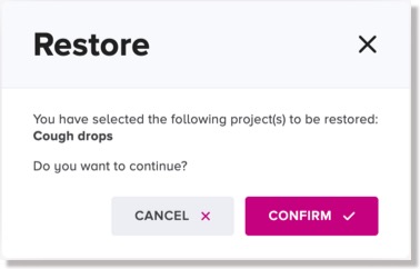 Restore dialog