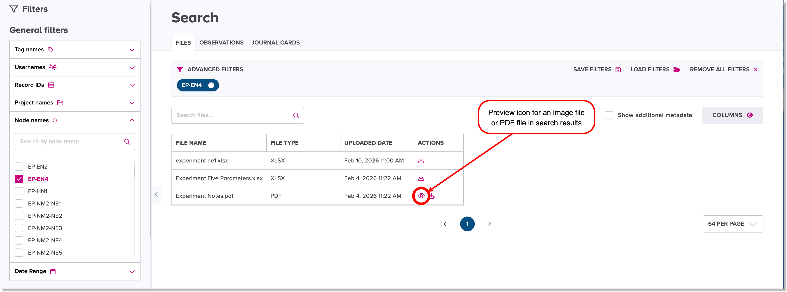 Preview icon for an image file or PDF file in search results