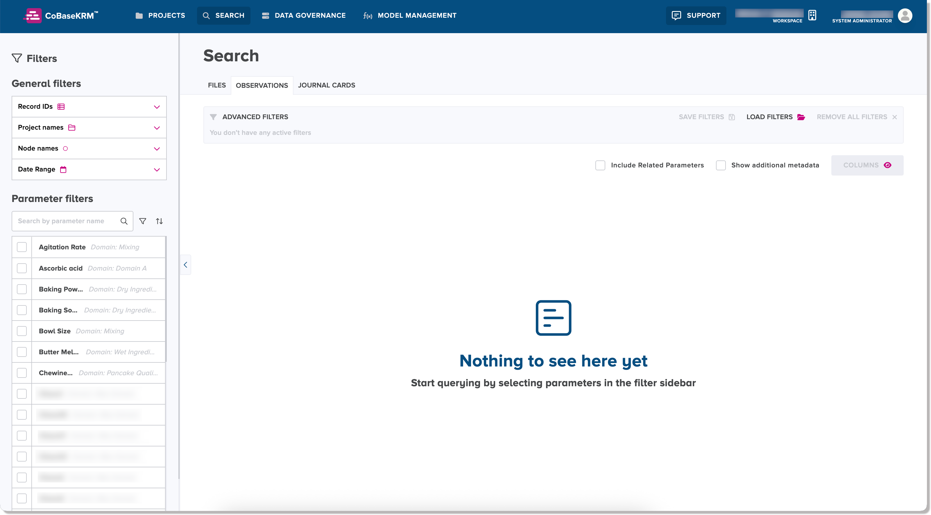 Search view in the web client